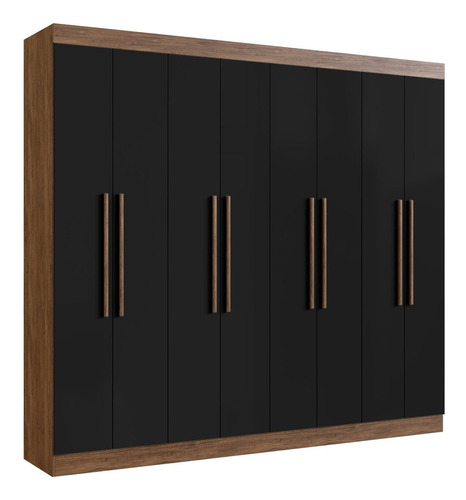 [03020247] Armario Doble California 60800 Mdf Con 8 Puertas Y 4 Cajones Castaño/negro