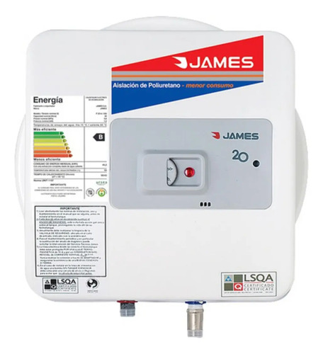 [02130050] Calefon Termotanque James 20 Litros Acero Color Blanco