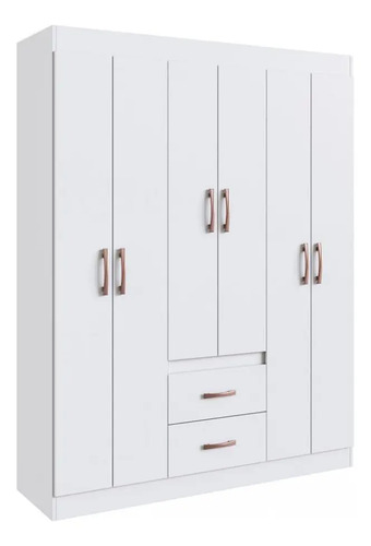 [030202534] Ropero Doripel Sidney Con 6 Puertas Y 2 Cajones Blanco