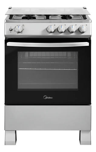 [02050098] Cocina A Gas 4 Hornallas Midea Mfo-mg24tcusl Rejillas Hierro Plateado