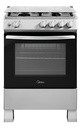Cocina A Gas 4 Hornallas Midea Mfo-mg24tcusl Rejillas Hierro Plateado