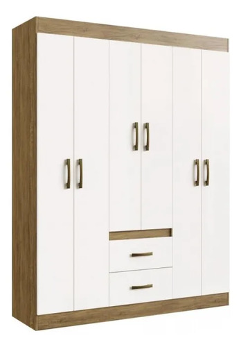 [030202535] Armario Sidney Doripel Con 6 Puertas Y 2 Cajones Blanco Beige