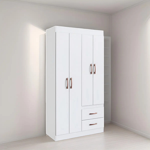 [030202537] Ropero Rosario Color Blanco De Mdp Con 4 Puertas Batientes Blanco