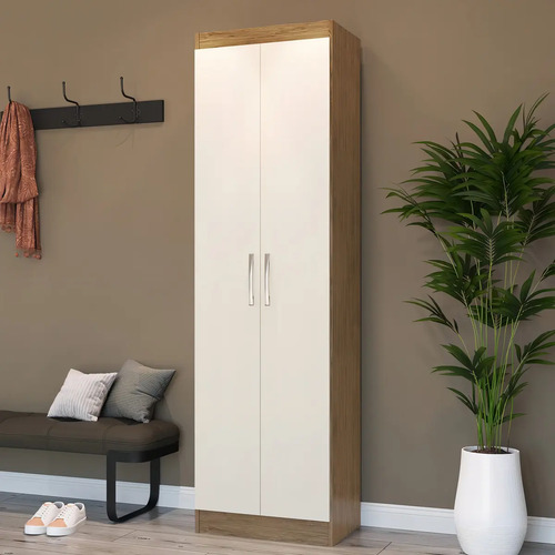 Armario Ibiza De 2 Puertas Y 4 Estantes Color Off White Pearl White