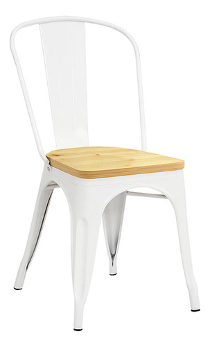 Silla De Comedor Lumax Tolix Madera Con Estructura Color Blanco