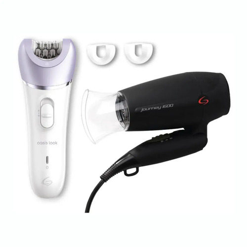 Combo Gama Secador Travel + Depiladora Inalámbrica Oasis