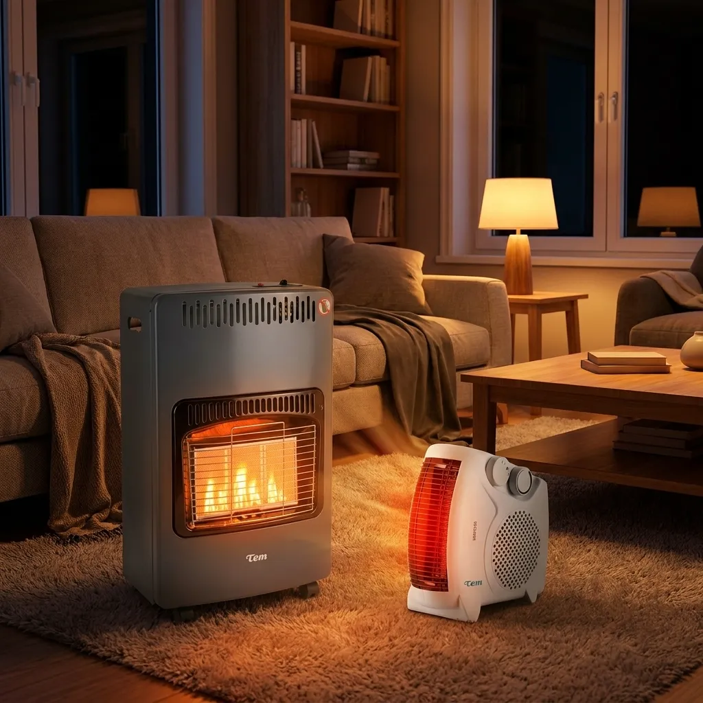 ESTUFA A GAS PLEGABLE TEM T1KESGASP 1201 + CALOVENTILADOR TEM Z1400 T1FCV2000