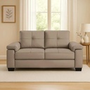 Sofa Sillon Luares Eco Cuero 2 Cuerpos Beige Liso