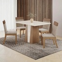 Juego De Comedor Divino Coimbra 4 Sillas Color Beige Beige Liso