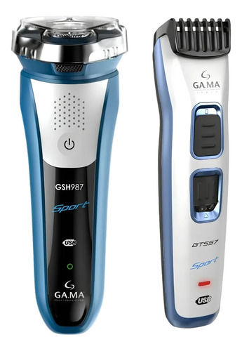 [02110726] Combo Afeitadora Gsh987 Rw + Clipper Gt557 Sport Azul