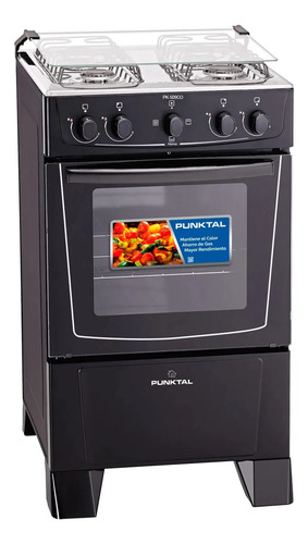 Cocina Combinada Punktal Pk-509 Mesada Inox Auto Limpieza Negro