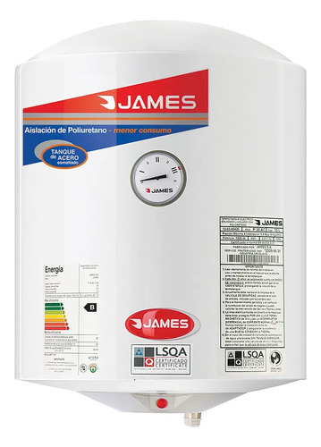 [02130080] Termotanque Eléctrico James Cilíndrica Acero Color Blanco
