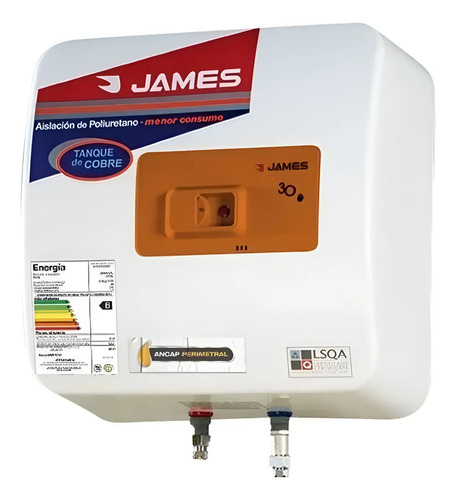 [02130090] Calefon Termotanque 30lts James Cobre Prisma Sensacion Blanco
