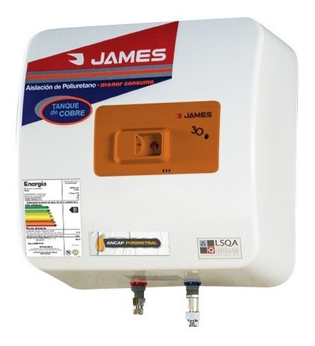 [02130090] Calefon Termotanque 30lts James Cobre Prisma Sensacion Blanco