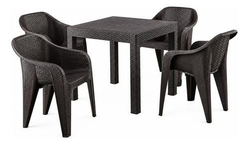 Set De Comedor Exterior Divino Turim 1+4 Negro Negro