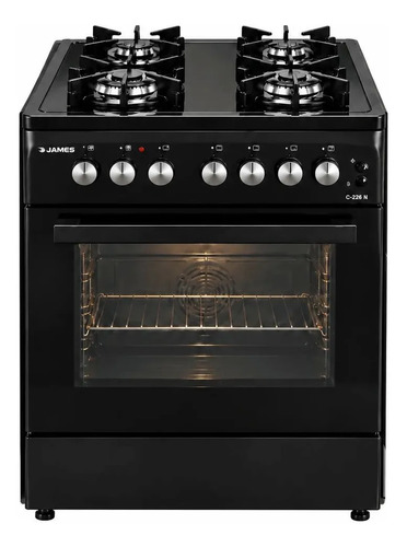 [4518-0] Cocina James Combinada C 226n 4 Hornallas Negra / Vidrio Ng Negro