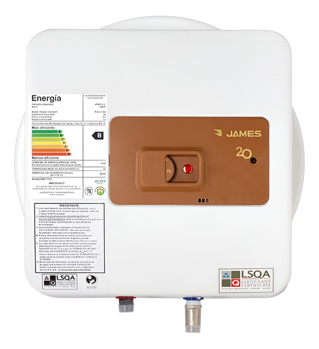 Calefon Termotanque James Cobre 20 Lts Color Blanco