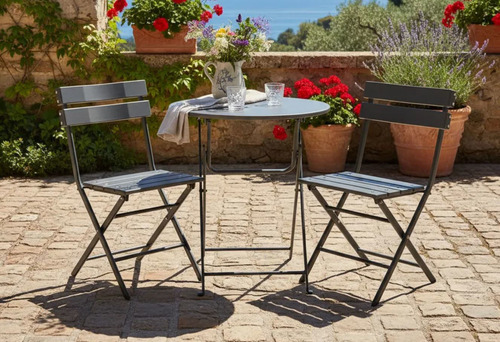 [03112231] Set De Jardin Malaga 1mesa +2 Sillas Negro La Sensación