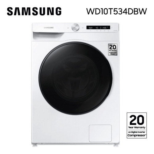 [02040016] Lavasecarropas Inverter Samsung Wd10t534dbw 10.5 6 Kg Color Blanco