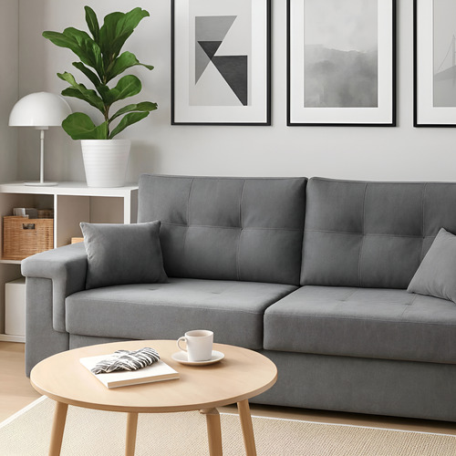 [03080240] Sofá Amsterdam 3 Cuerpos Tapizado En Lino Gris Gris Liso