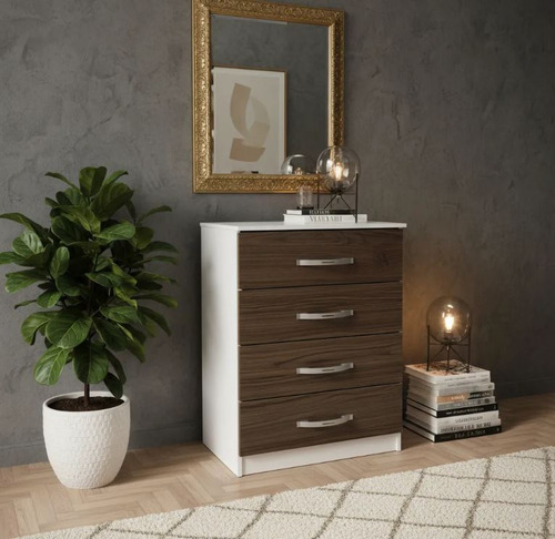 [03554041] Comoda Dover Senflex 4 Cajones Blanco/art Marrón