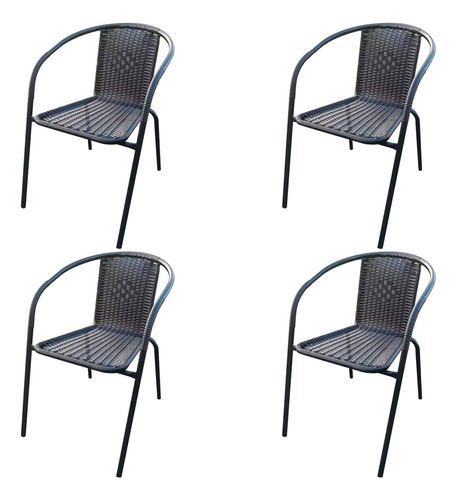 [03110551] Silla Ratan Negra Bighouse 4 Unidades