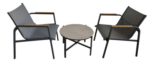 [03112233] Set De Terraza Exterior Valencia 1+2 Sillas Gris