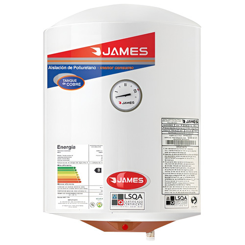[02130120] Termotanque Eléctrico James Cilíndrica Cobre Convencional 40 L Blanco