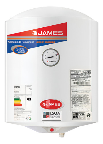 [02130080] Termotanque Eléctrico James Cilíndrica Acero Convencional 30 L Blanco