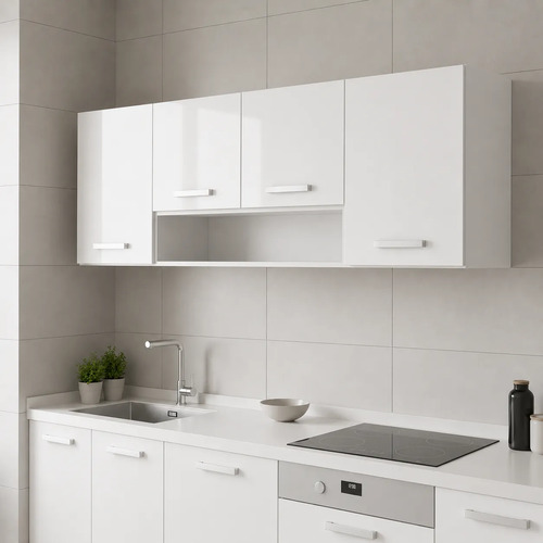 Mueble De Cocina Aereo 4 Puertas Con Estante Vasos Sensacion