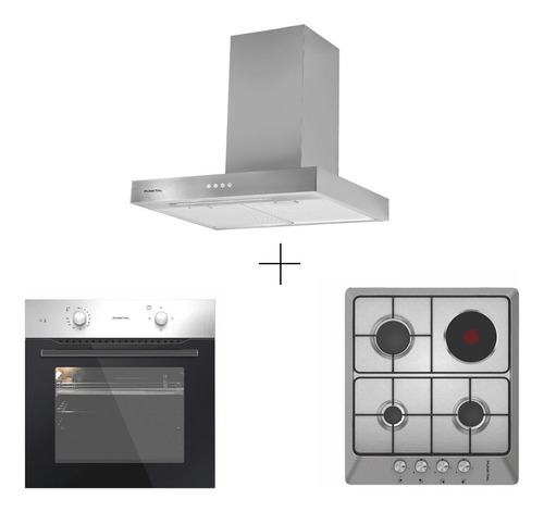 [174007424841] Combo Horno Elect. + Campana + Anafe 4h Punktal La Sensación Gris