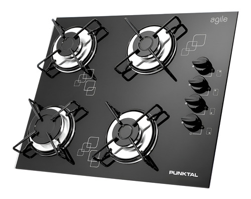 [02050100] Anafe Con Alimentación A Gas Punktal Pk-ag848 Color Negro 4 Hornallas